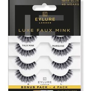Eylure Luxe Faux Mink Eyelashes 4 Pack Marquise Style